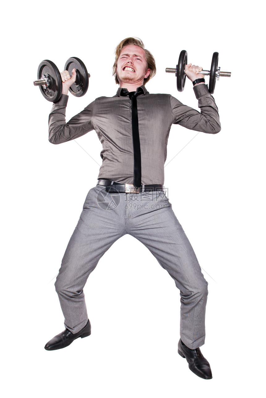 真的很重 很重力量人士训练哑铃领带幽默商务健身房灰色青少年图片