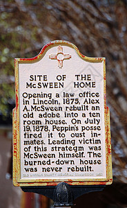 林肯标志林肯新墨西哥州历史标志 - McSween家 - 签名背景