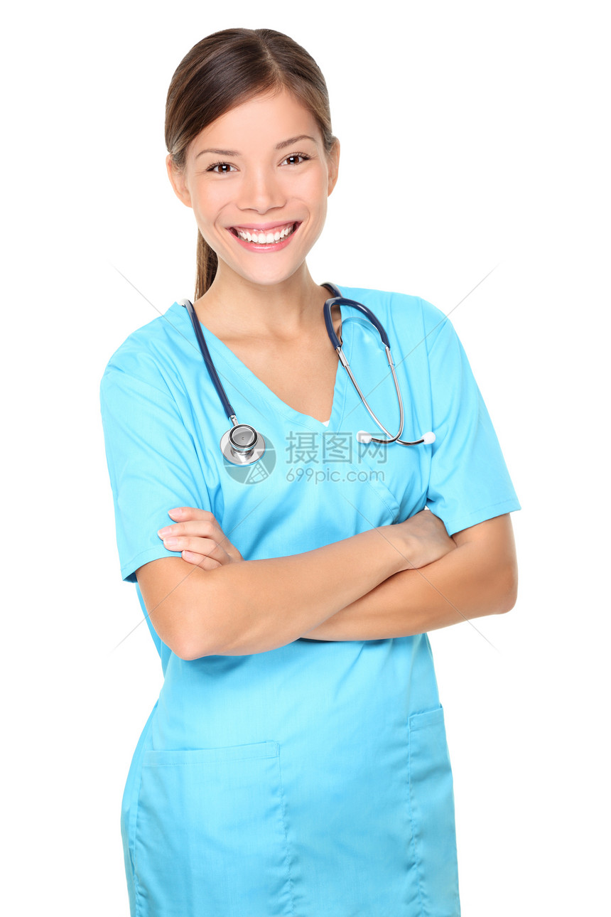 护士女孩卫生微笑医师工作室女士保健医院蓝色工作图片