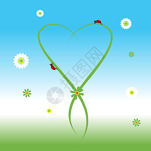 弹簧草春底Ladybug 弹簧背景草地植物季节甲虫环境瓢虫自由雏菊阳光昆虫插画