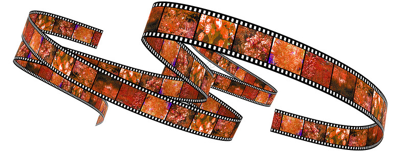 卷起的线段颜色胶片构图红色卷轴电影夹子拍摄框架投影棕褐色反射背景图片