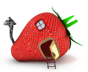 草莓房子3d交付的草莓屋背景