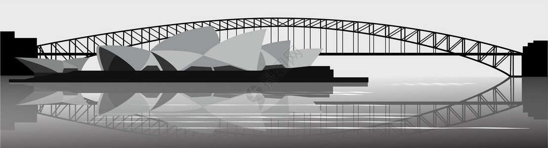 千斯门大桥悉尼大桥-矢量图插画