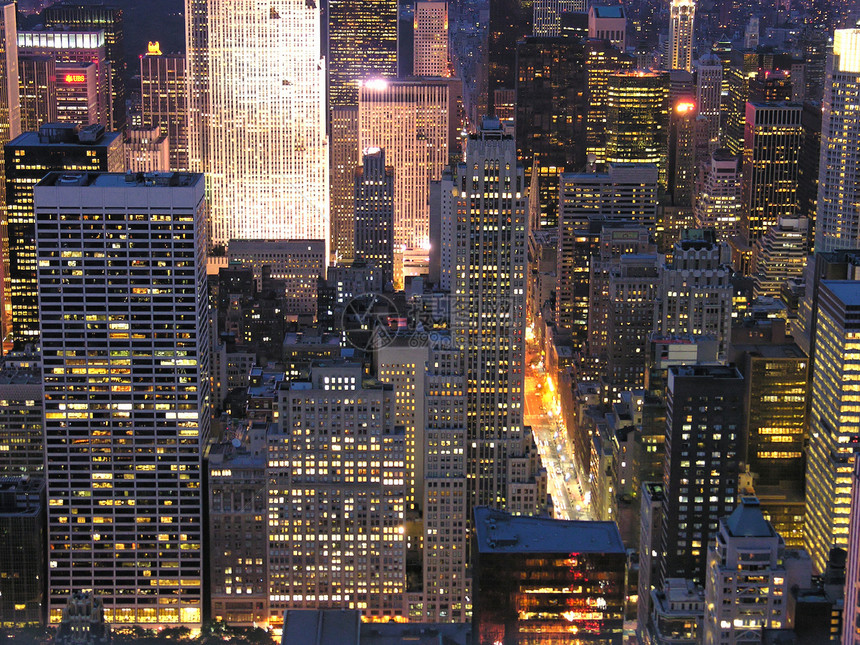 纽约市夜景之夜帝国天空办公室街道反射交通场景日出城市商业图片