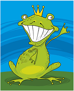 青蛙王子国王微笑故事金子快乐童话绘画男朋友两栖动物公主背景图片