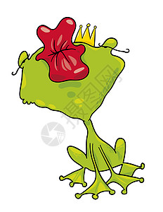 青蛙王子亲吻男朋友国王卡通片王子童话绘画金子嘴唇公主快乐背景图片
