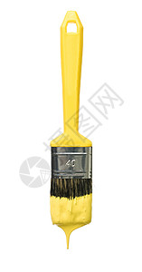 黄画笔工具对象液体墨水颜色绘画工作黄色背景图片