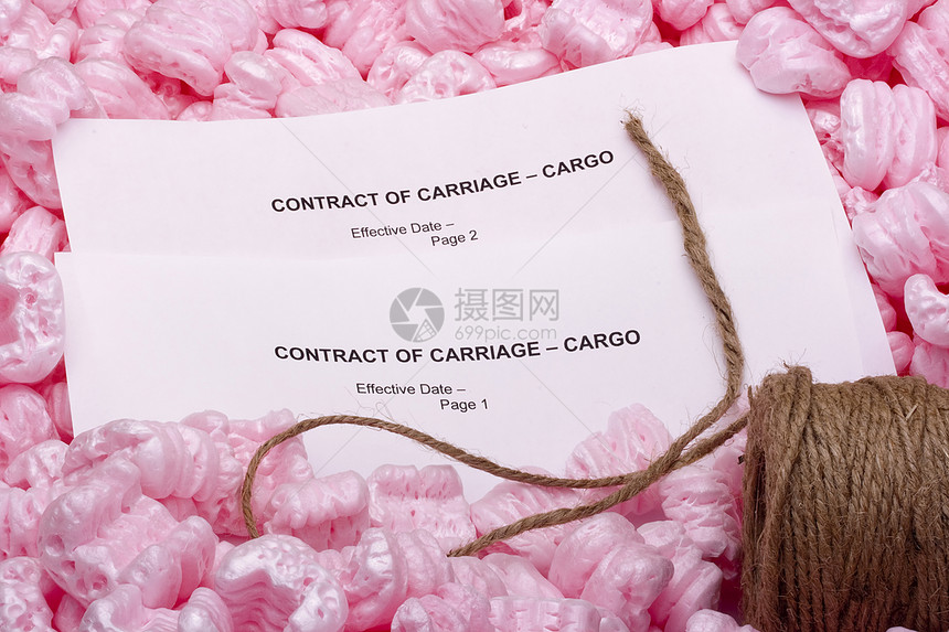 泡沫填充器盒子货物商业警告绳索粉色密封胶包装后勤邮件图片