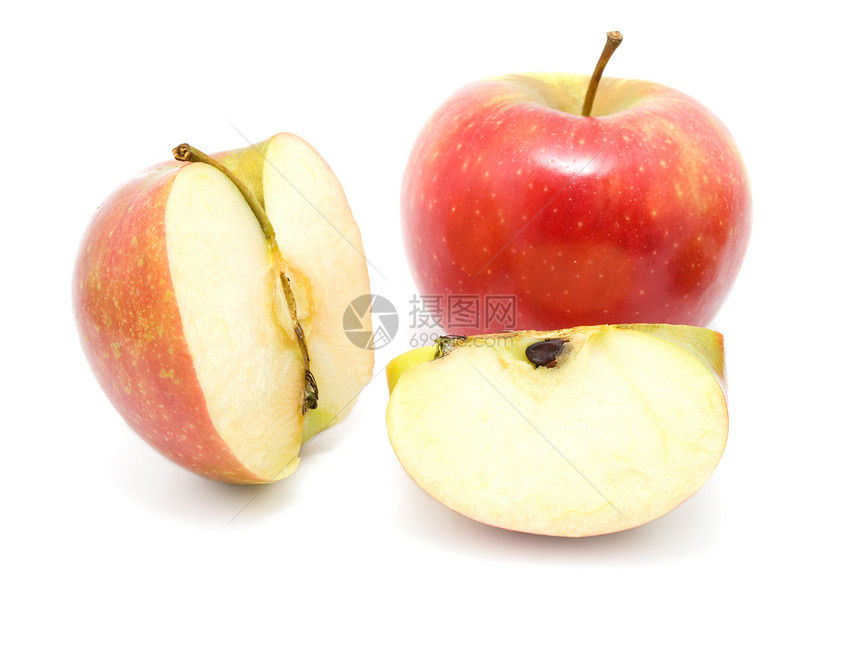 白色背景上孤立的新鲜红苹果蔬菜甜点食物食品减肥水果饮食果味红色宏观图片