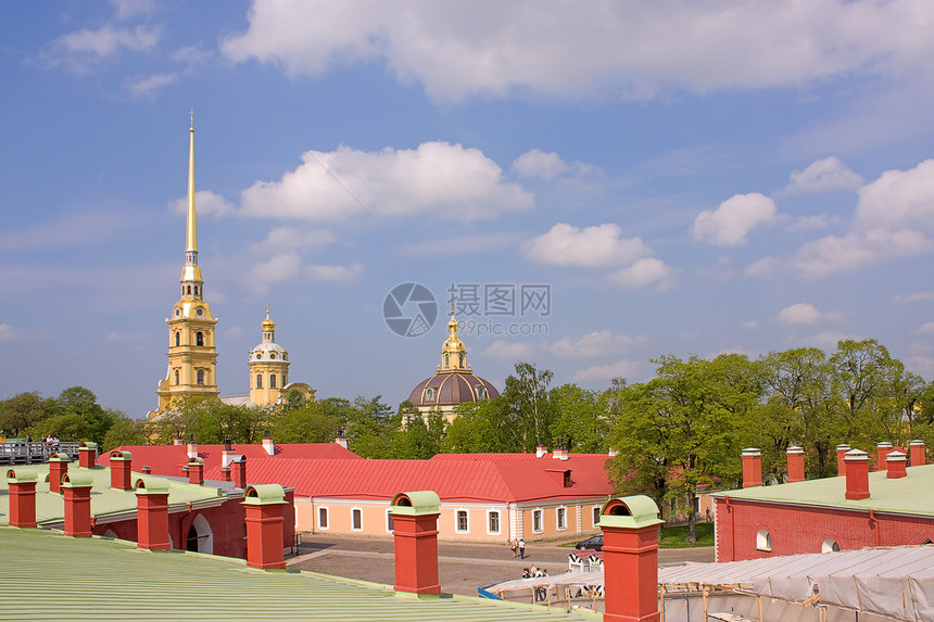 彼得和保罗堡垒摄影城堡地标石头要塞历史天空图片