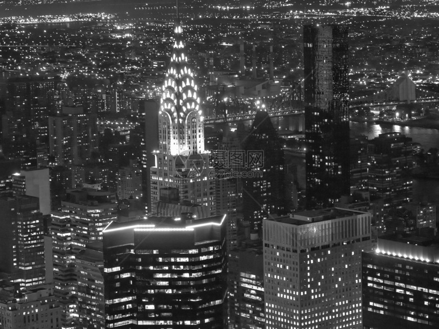 纽约市夜景之夜日落帝国日出景观商业建筑物市中心旅游交通场景图片