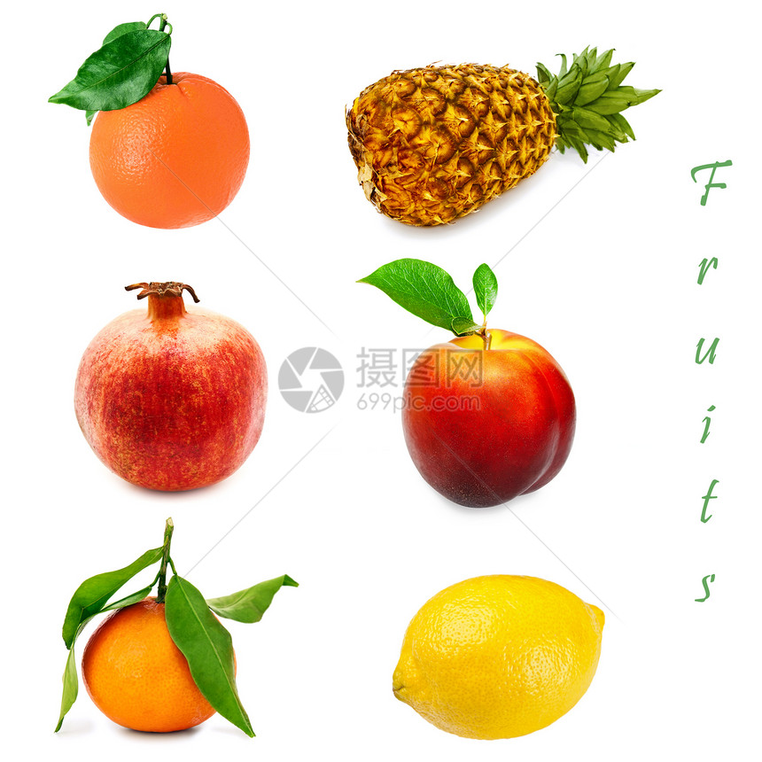 水果叶子热带石榴营养果味橙子树叶柑桔黄色橘子图片