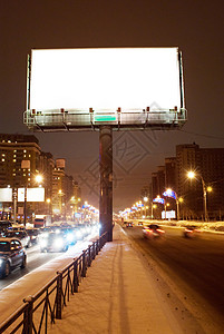 夜街上大白白广告牌高清图片