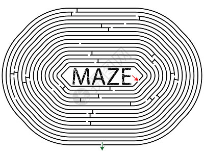 圆形迷宫解决方案小路钥匙黑色旅行困惑插图商业长方形概念背景