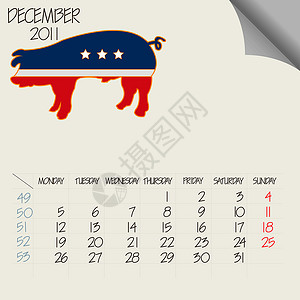 12月日历2011年12月的动物插图旗帜绘画日程日历荒野星星动物园哺乳动物婴儿设计图片