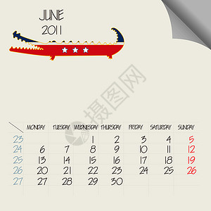 宝宝日历素材2011年6月 动物日程插图旗帜婴儿动物园荒野哺乳动物日历角落鳄鱼设计图片