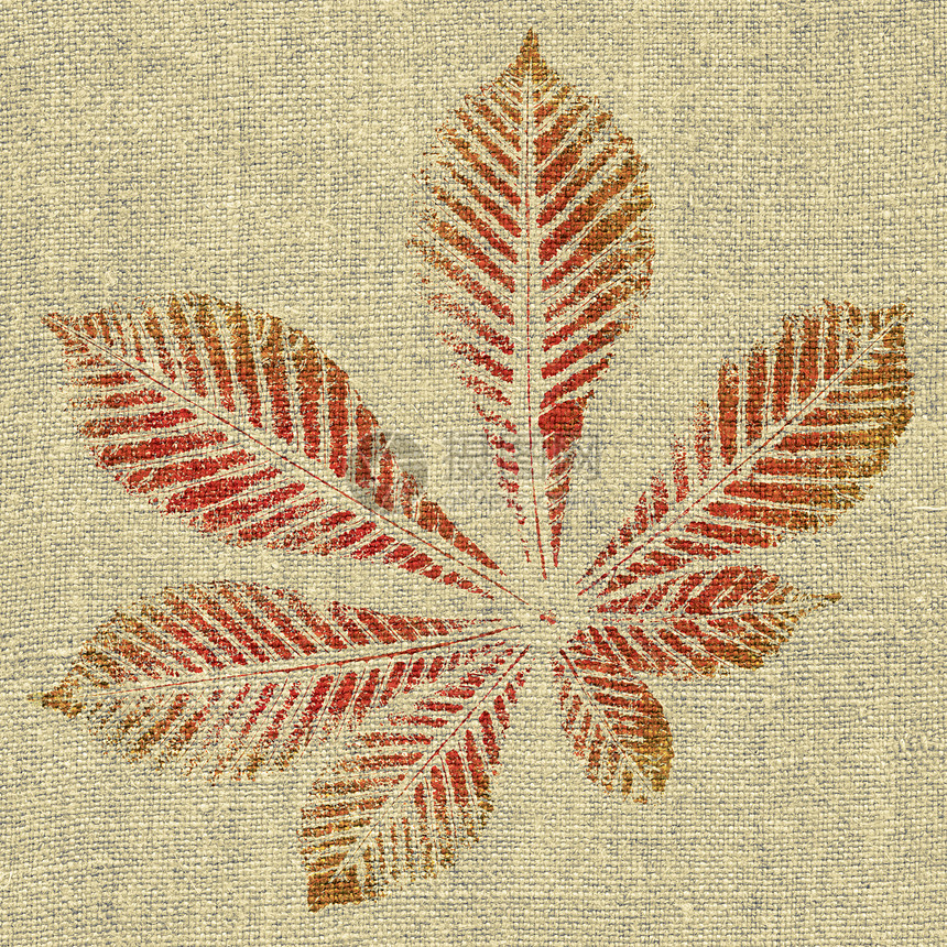 画布上的树叶叶子亚麻绘画装饰性季节织物土布植物手工业材料图片