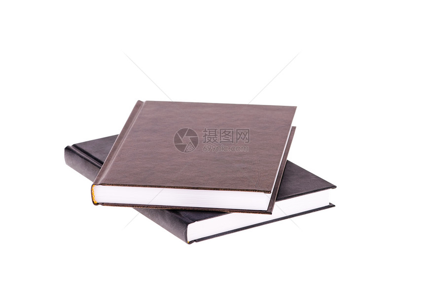 两本书白色工作簿空白学习教科书文学字典棕色精装笔记本图片