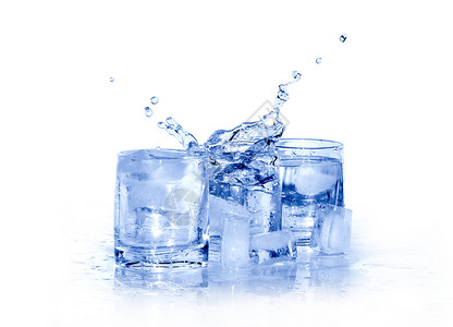 冰块堆元素用冰水液体饮料气泡设计元素玻璃蓝色矿泉水冰块饮食背景