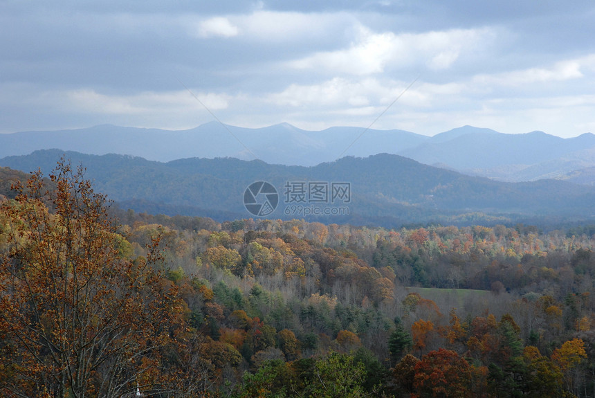 北卡罗来纳山树木森林山脉丘陵天空图片