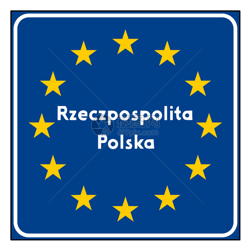 波兰路标语言旗帜插图星星按钮蓝色运输图形化图片