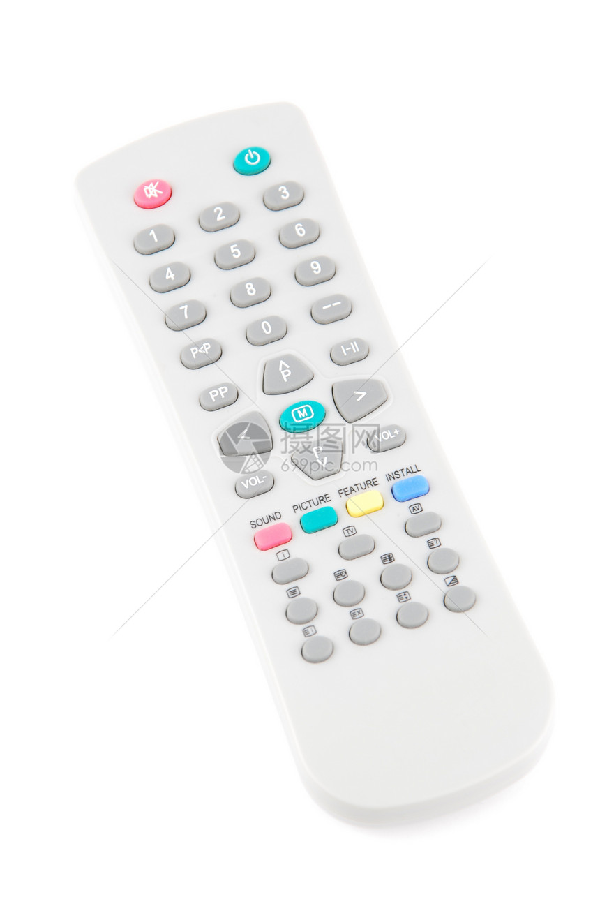 白色上的远程控制技术闲暇渠道电子产品体积键盘视频电子按钮娱乐图片