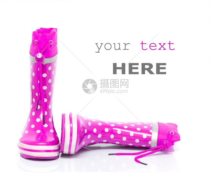 粉色橡胶靴下雨水坑衣服橡皮涉水女孩们蕾丝工作塑料靴子图片