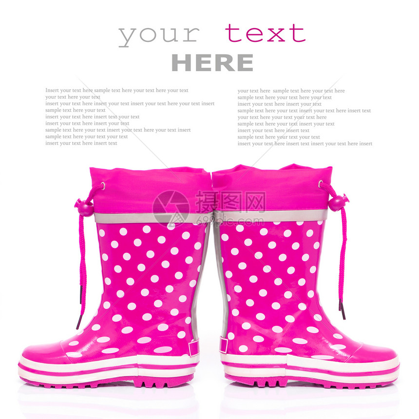 粉色橡胶靴橡皮鞋类天气蕾丝配饰胶靴衣服下雨孩子水坑图片