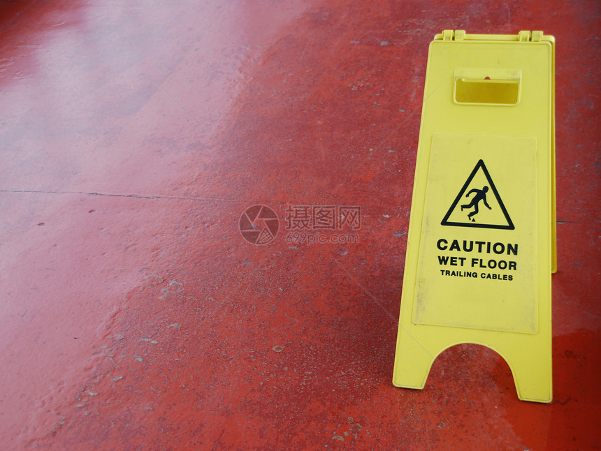 湿地板标志修理危险地面事故红色注意力白色警告信号预防图片
