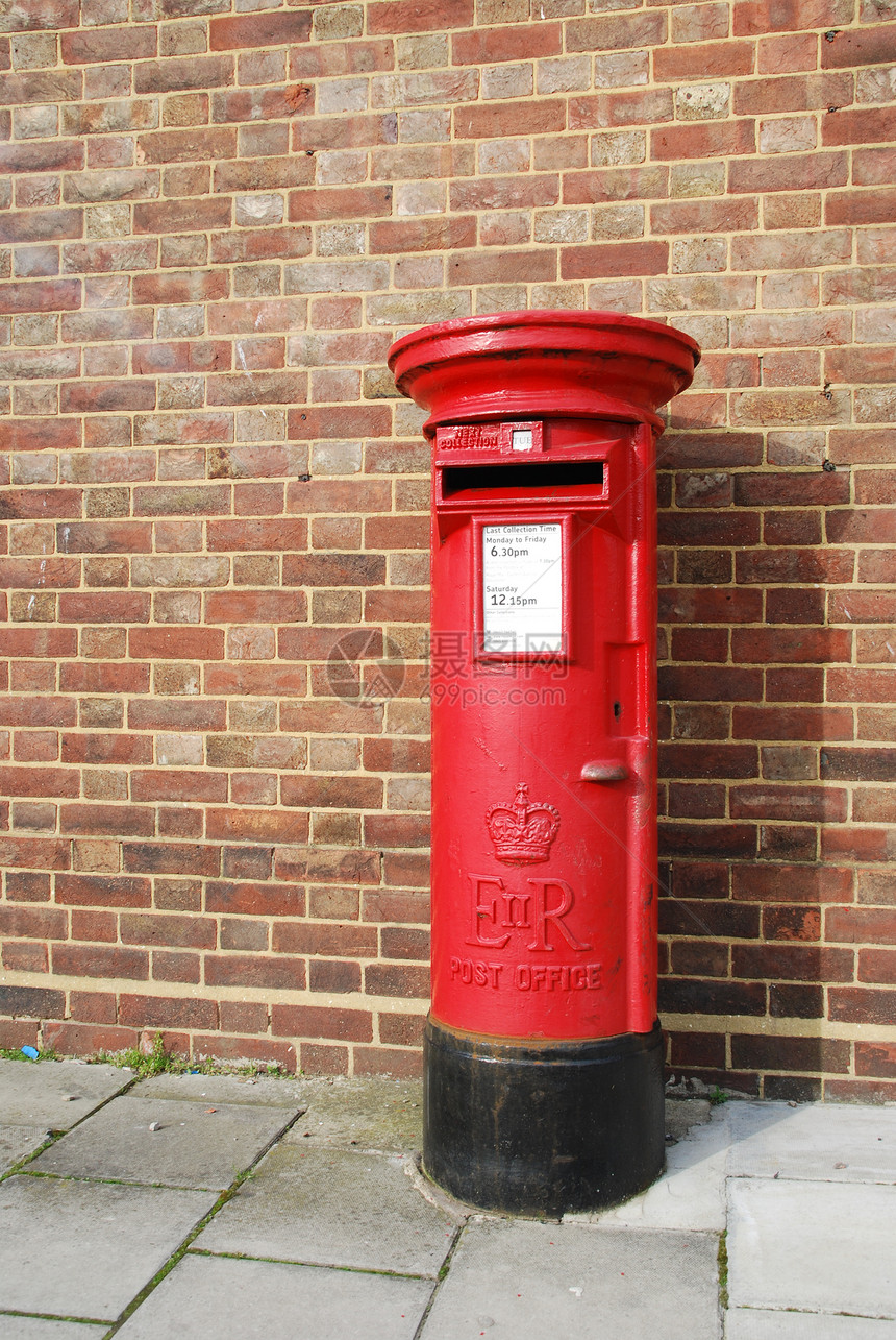 英国邮箱邮筒邮件圆圈柱子办公室送货金属盒子建筑邮资图片