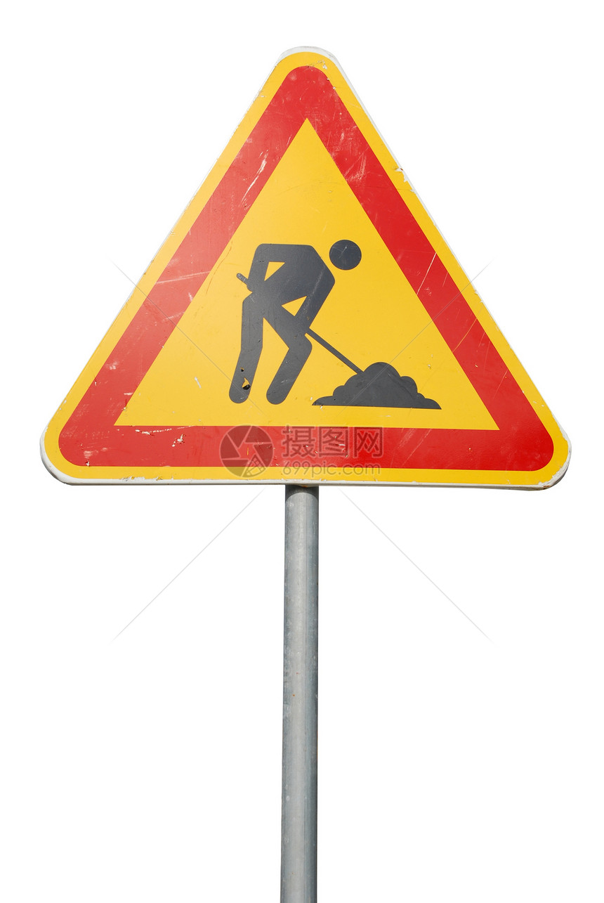 建筑路标标志汽车工程交通障碍注意力进步工人数字警报警告图片