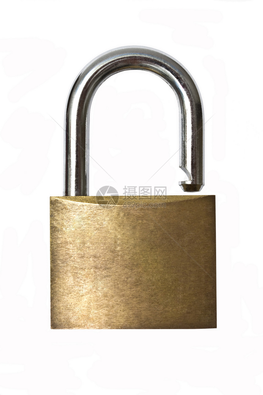 孤立分隔隔板金属安全挂锁钥匙宏观白色图片