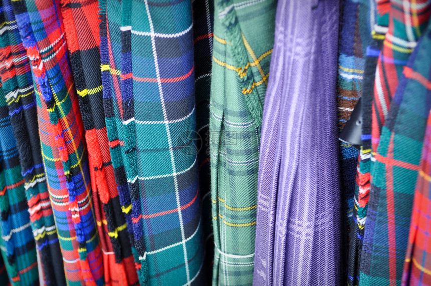 苏格兰克朗蓝色裙子店铺纺织品短裙民间风俗材料历史性织物图片