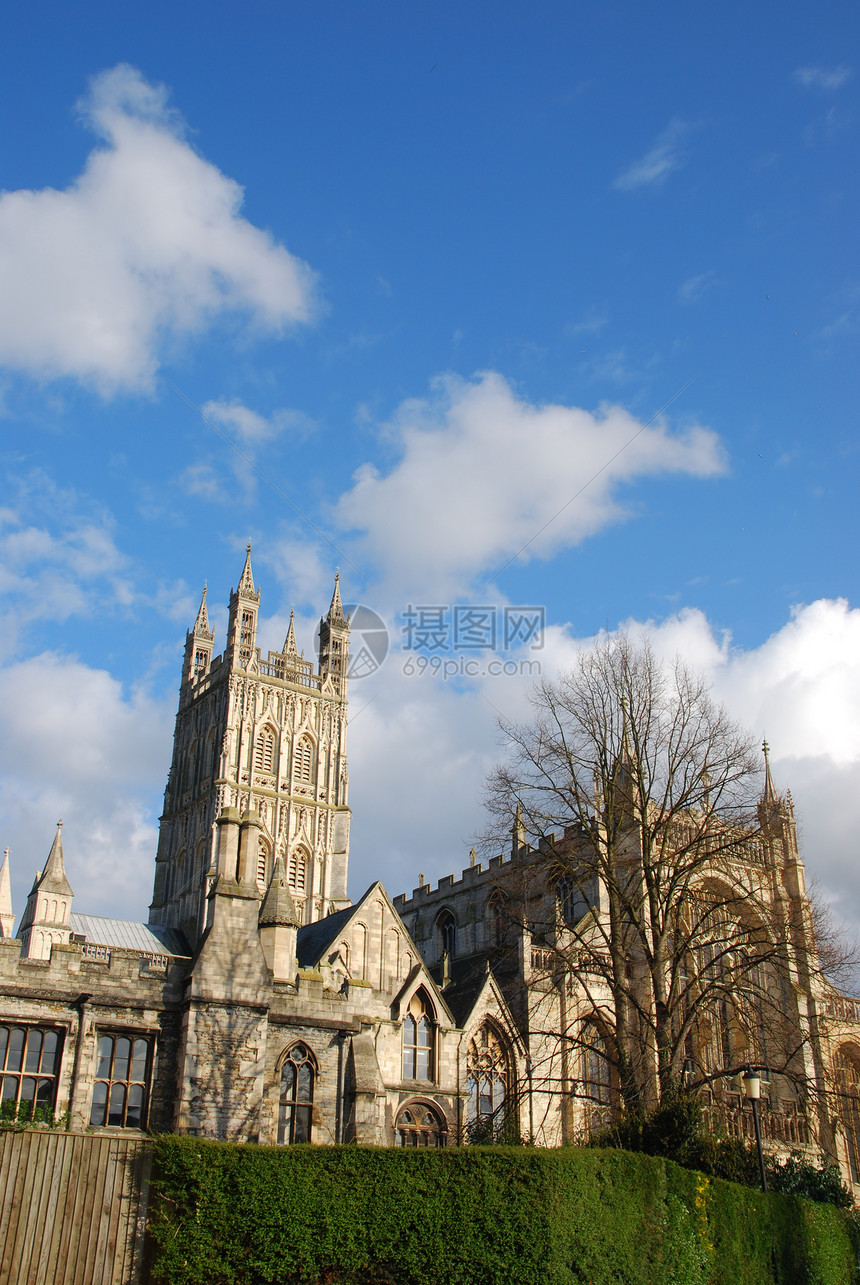 格鲁斯特大教堂崇拜城市地标信仰蓝色英语教会遗产场景天空图片