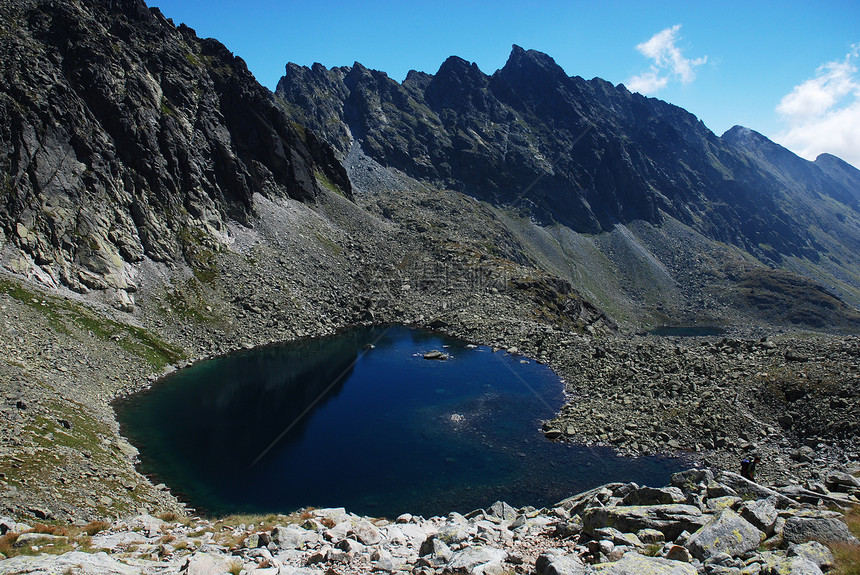 塔塔山绿色顶峰蓝色场景草地山脉树木冒险热情山峰图片