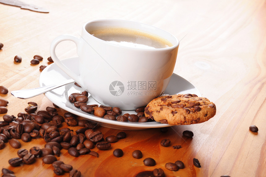 咖啡咖啡店生活豆子静物早餐杯子食物木头背景图片