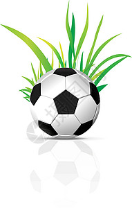 向量足球球皮革六边形圆形游戏竞赛插图黑色卡通片圆圈绿色背景图片