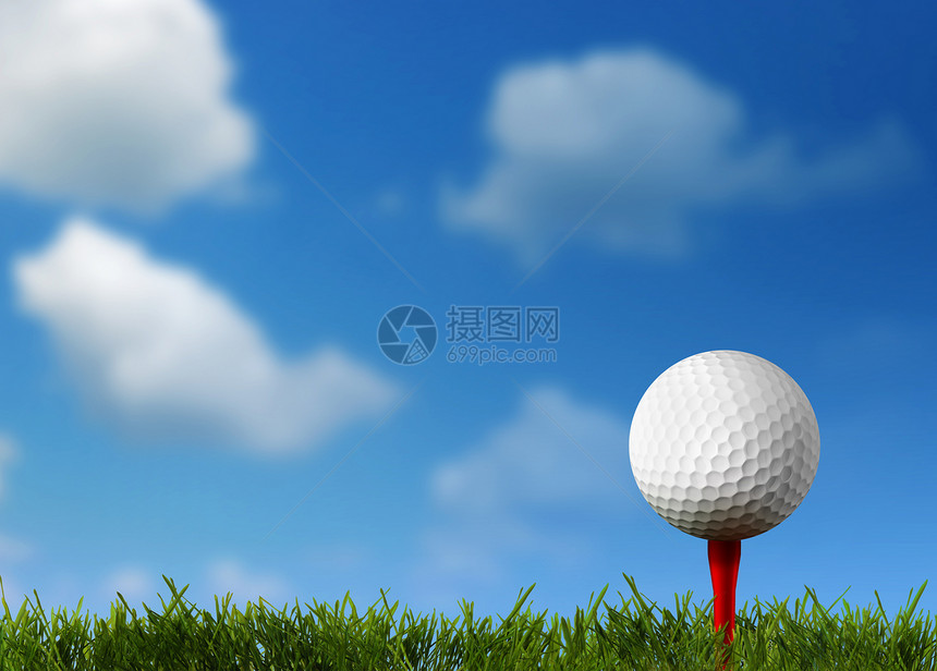 在绿草坪上打高尔夫球活动竞赛游戏休闲竞争绿色蓝色假期阳光爱好图片