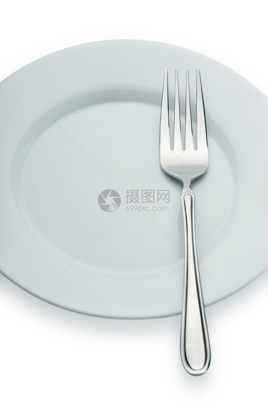 叉在盘子上环境食物晚餐厨房白色银器剪裁用具桌子午餐图片