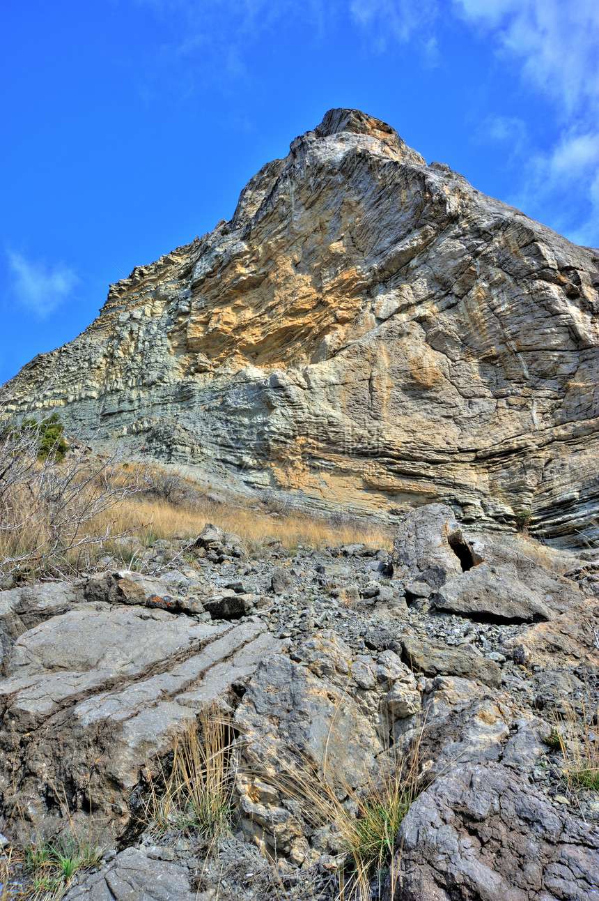 克里米亚山脉岩石气候蓝色顶峰山脉公园旅行国家危险季节图片