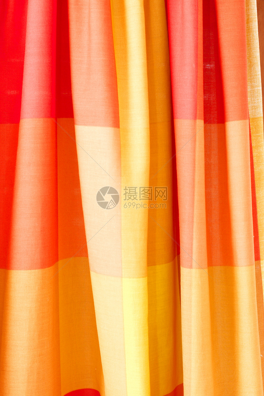 窗幕橙子天鹅绒条纹艺术布料坡度织物窗帘纺织品图片