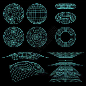 环面几何 数学和透视有线框架符号设计图片