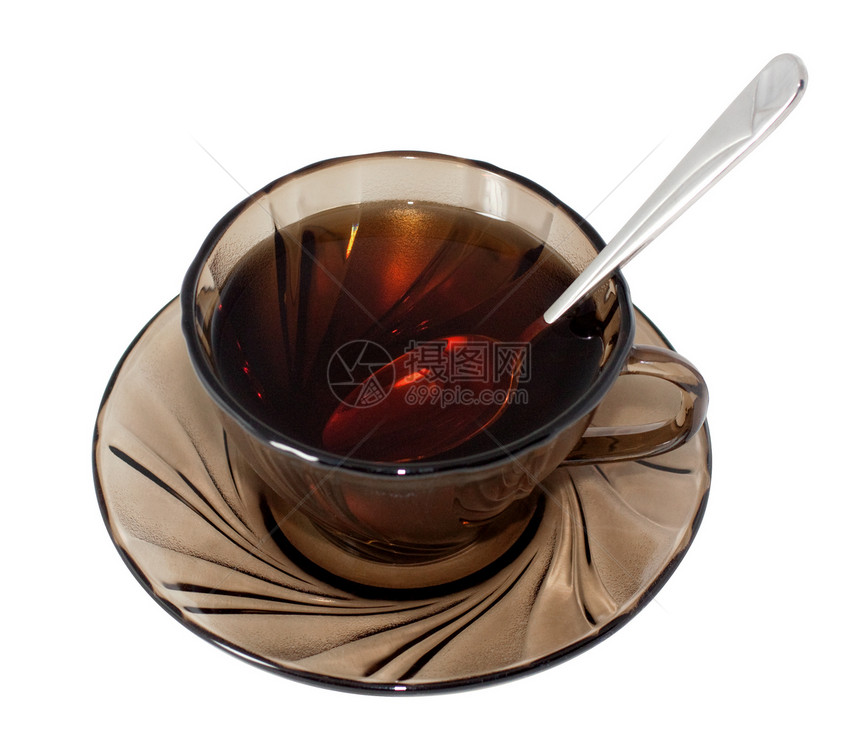 茶杯加勺子玻璃影棚红茶饮料食物饮食液体对象生活方式图片
