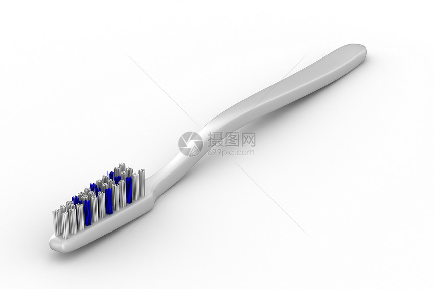 白色背景上的牙刷 孤立的 3D 图像图片