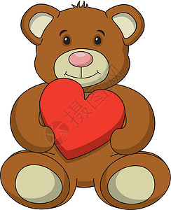 泰迪熊动物玩具白色棕色插画