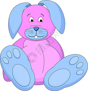 粉色蓝色系兔子粉和蓝兔插画