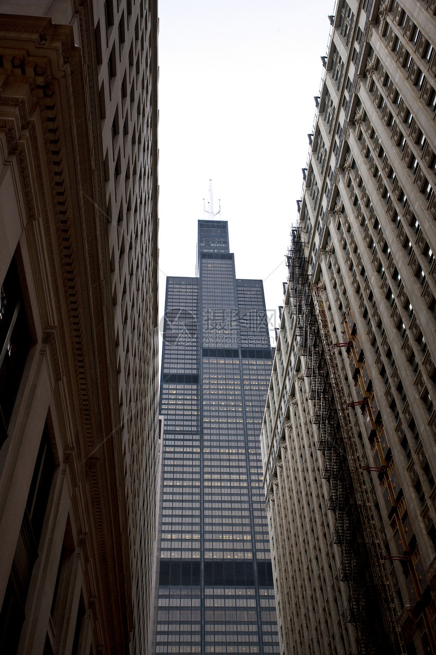 芝加哥市中心市商业办公室都市旅行旅游街道地标景观建筑学摩天大楼图片
