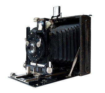 旧相机古物古董皮革博物馆镜片摄影光学金属装置盒子背景图片