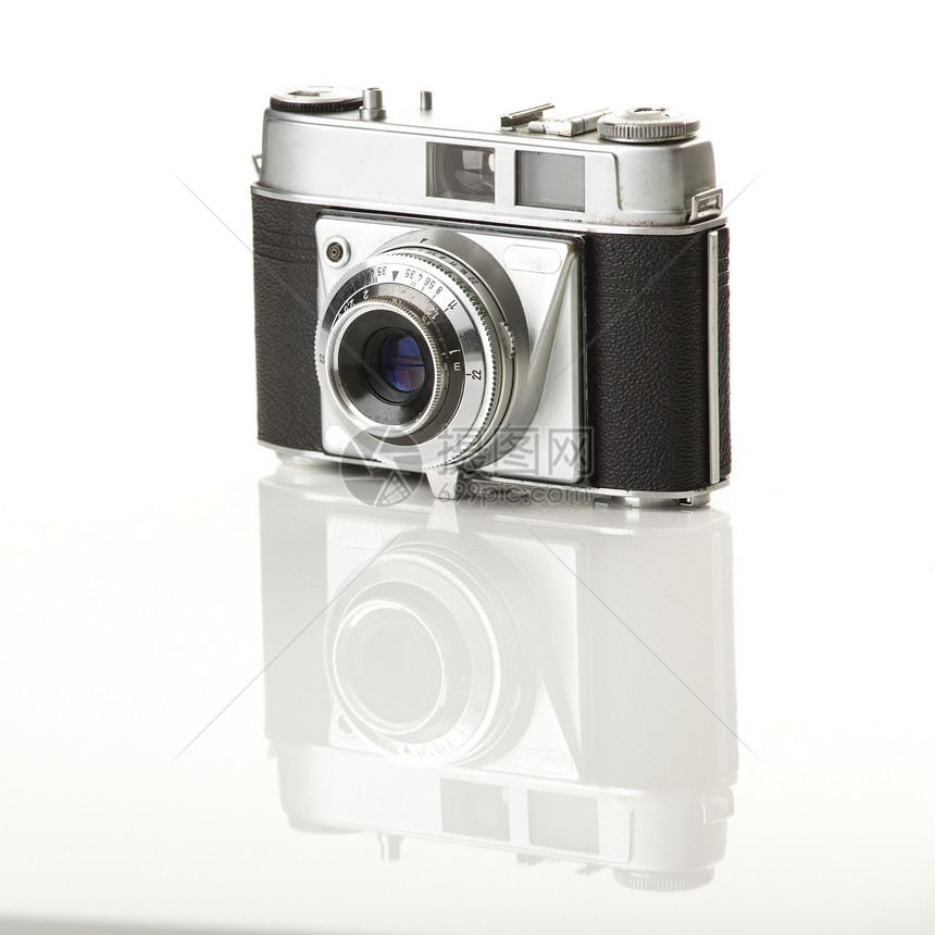 旧式摄影照相机单反光学照片风格袖珍古物复古古董白色相机图片