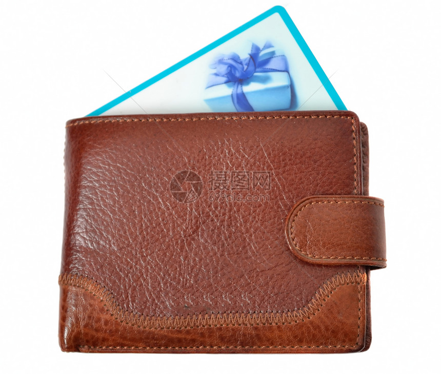 带贴卡的棕色钱包口袋金融宏观皮革储蓄价格配饰交换商业支付图片